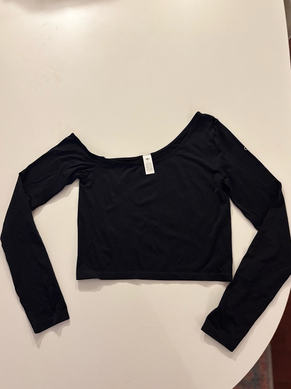 ALO Yoga Black Long Sleeve off the shoulder Crop Top